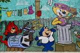 Se observa el mural de Don gato y su pandilla