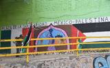 Se observa mural de palestina con bandera de México